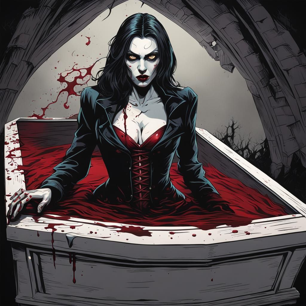 Vampire Emerges from Coffin in Matte Colors