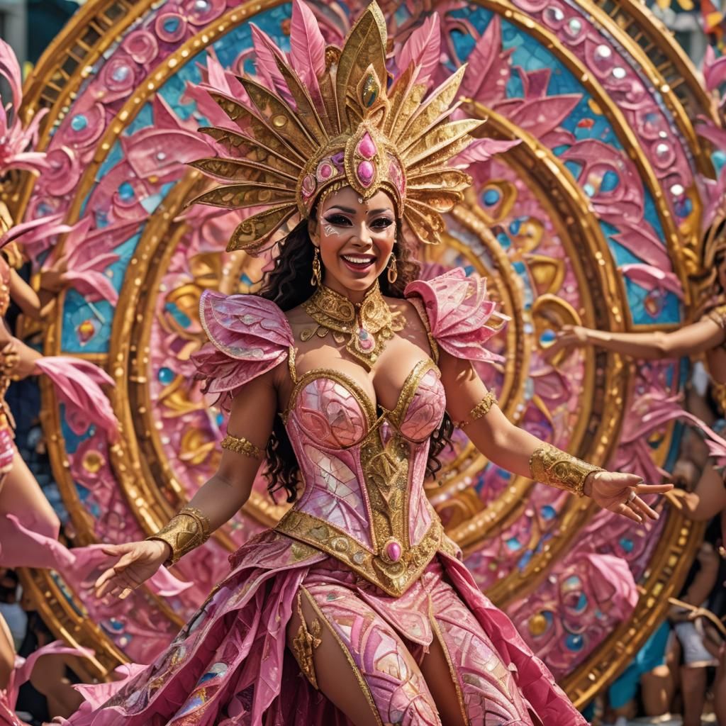 Rio Carnival Performer in Neo-Impressionist Style