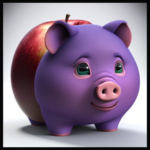 Hyper-Realistic Pig-Apple Fusion in Vibrant Colors