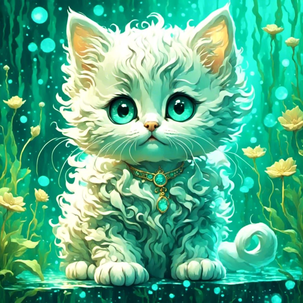 Adorable Kitten Portrait with Big Eyes