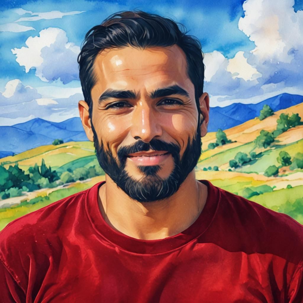 Middle Eastern Man in Alcohol Ink Style Portrait