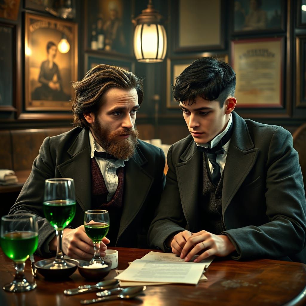 Verlaine and Rimbaud in Paris Tavern, Cinematic Still