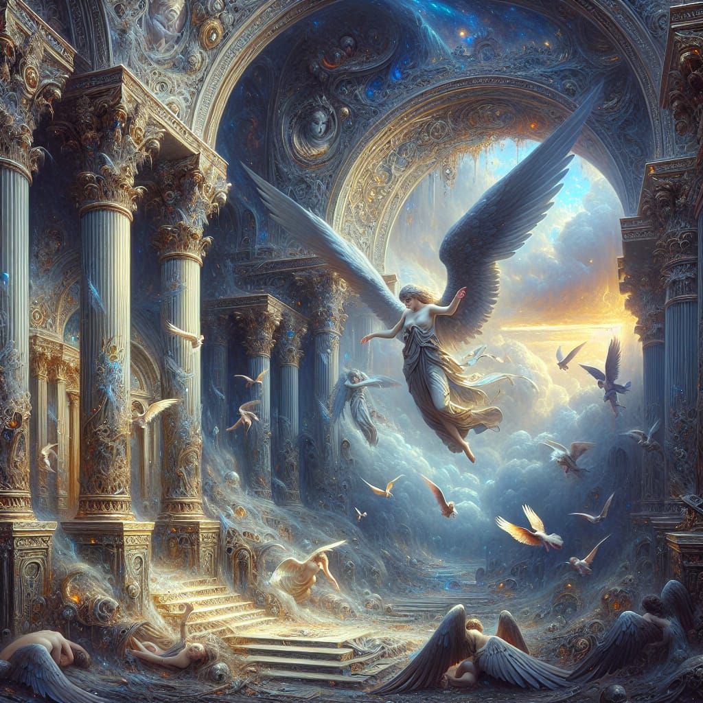 Fallen Angel Matte Painting in Fantasy Style