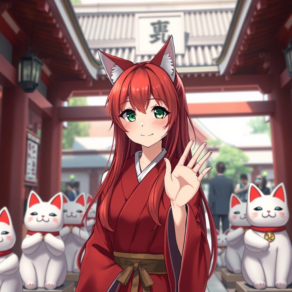 Japanese Cat Goddess Smiles at Gotokuji Temple