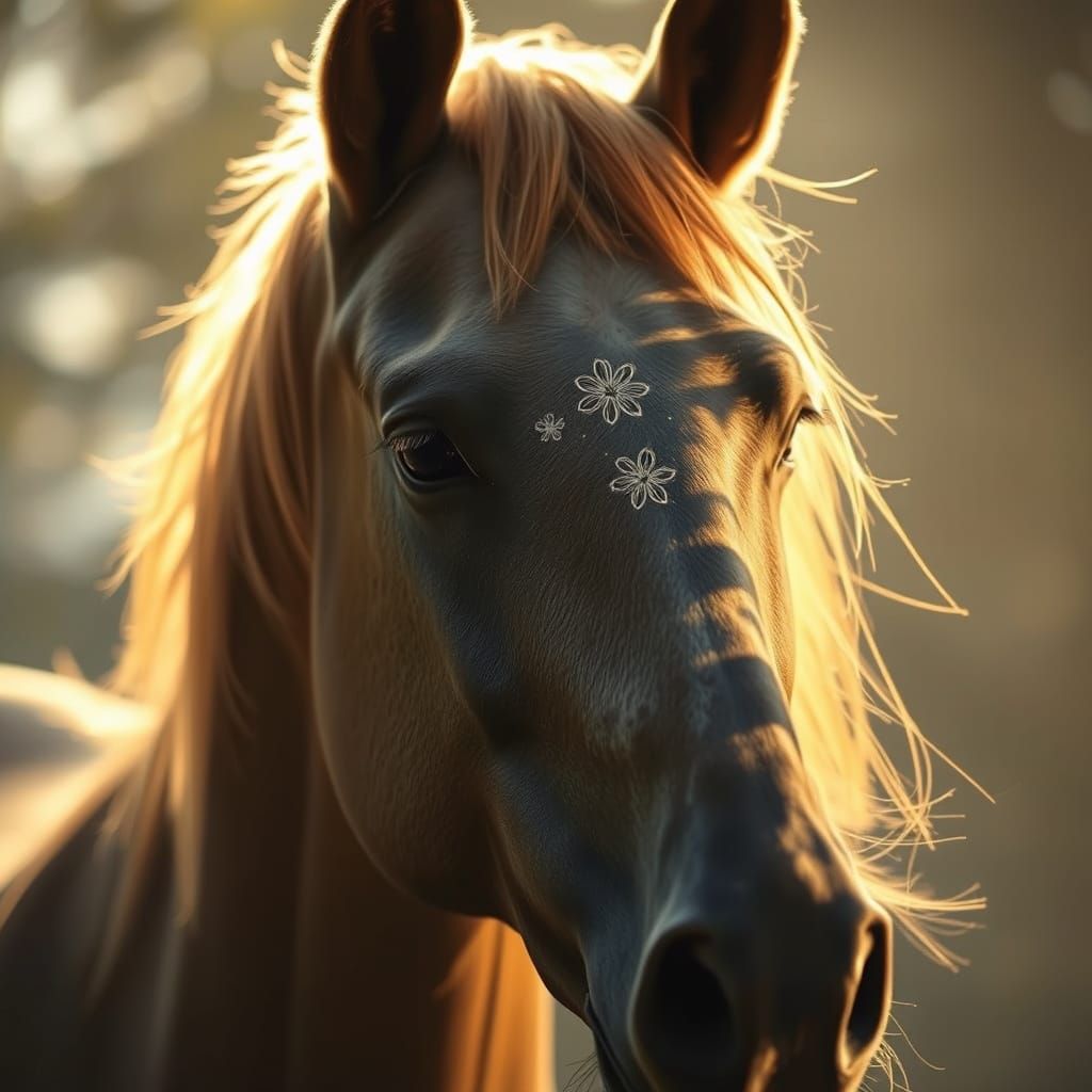 Ethereal Horse Portrait in Golden Light