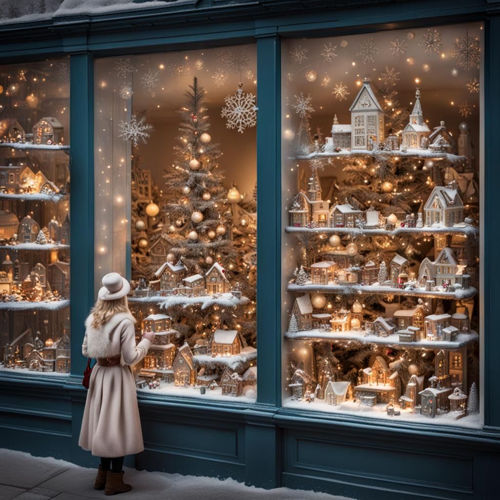 Toy Shop Window Display of Christmas Dreams