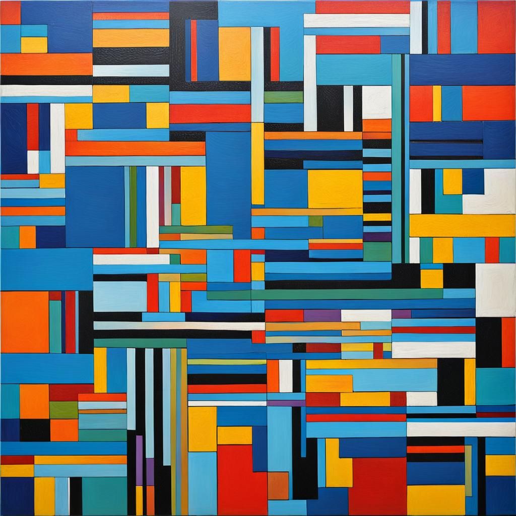 Abstract Geometric Pop Art Building Blocks in Oil