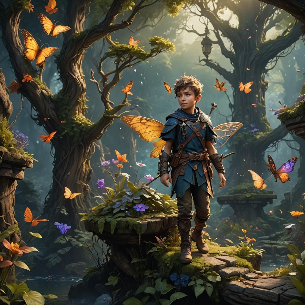 Young Boy Fairy in Detailed Matte Painting
