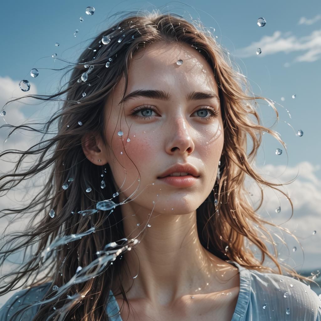 Woman with Flowing Hair in Pop Art Style