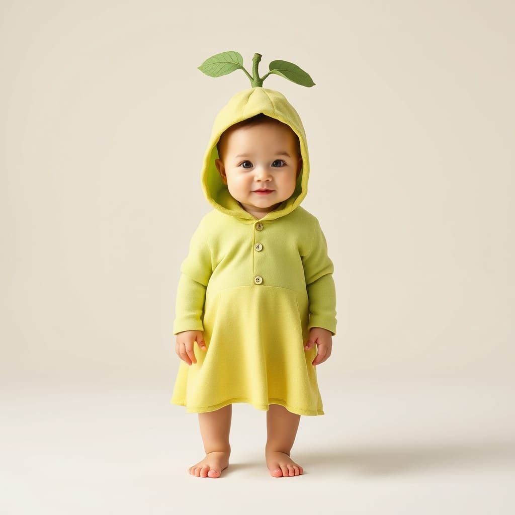 Cute Baby in Guava Dress: Fashion Photography Aesthetic