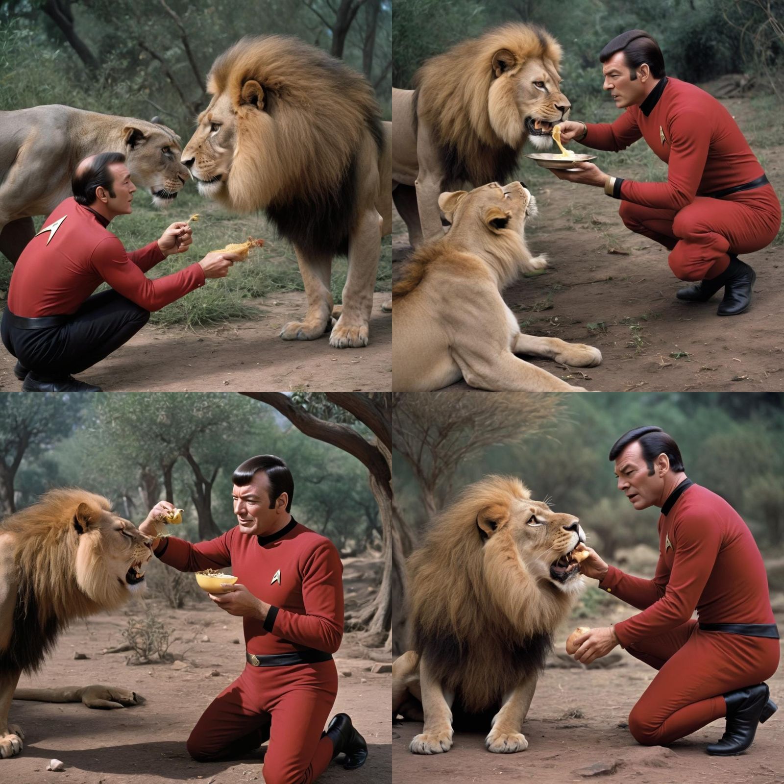 Star Trek Redshirt and Lion Encounter