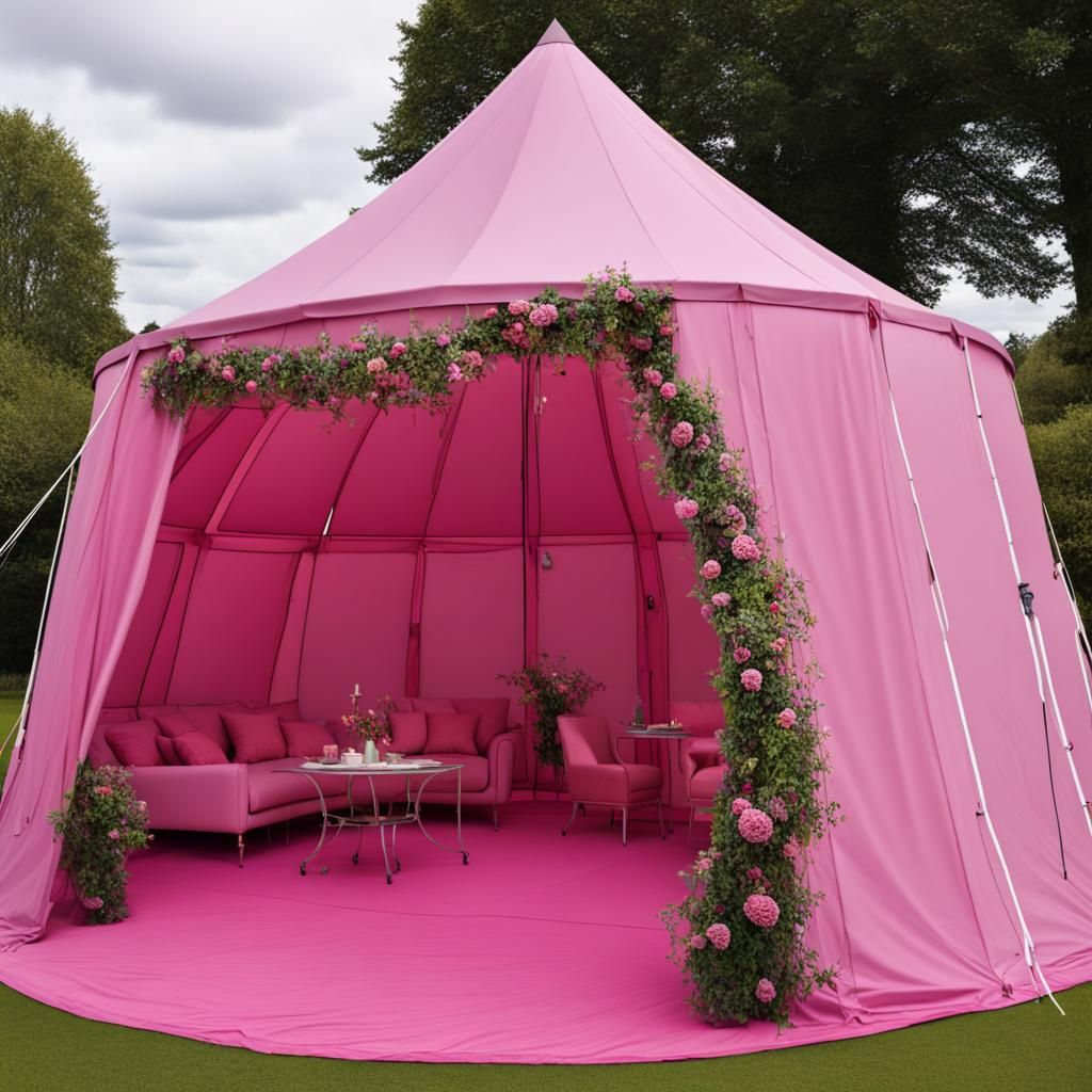 Pink Electric Tent of Peace Over United Kingdom