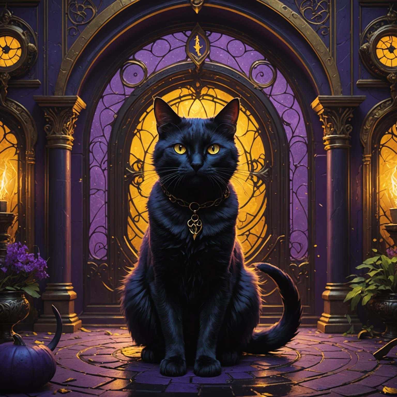 Black Cat Superstition in Dark Fantasy Style
