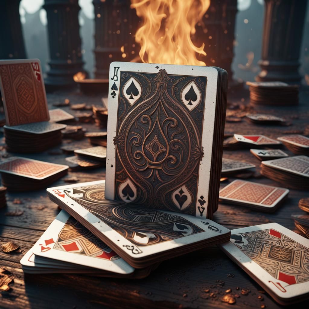 Burnt Deck of Cards: Detailed Matte Painting