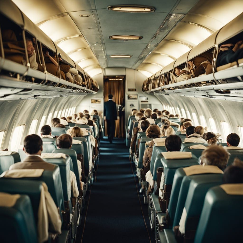 1960s Stewardess POV in Passenger Airplane