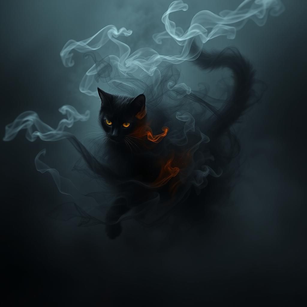 Ethereal Smoke Cat in Digital Art Style