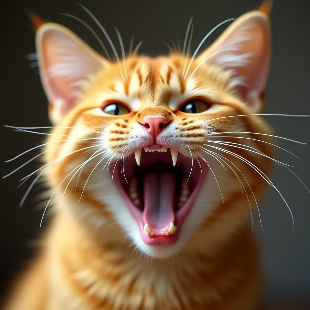 Chubby Yellow Feline Captured in Exaggerated Surprise