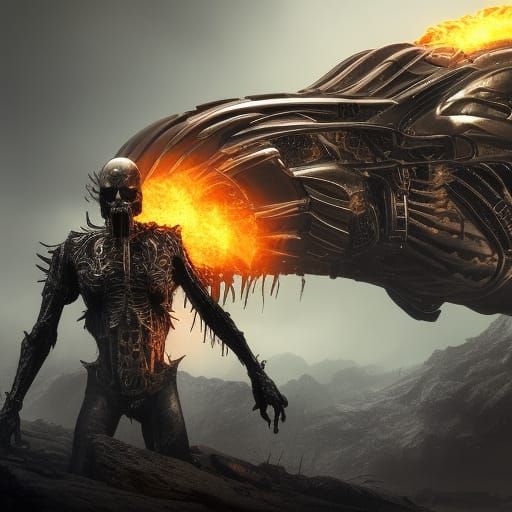 Detailed Ghostrider Matte Painting in Deep Color