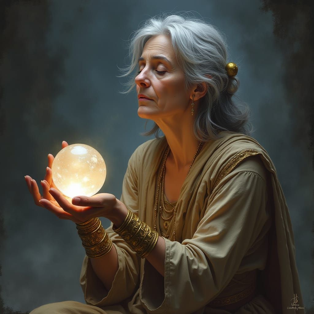 Roman Fortune Teller in High-Fantasy Style