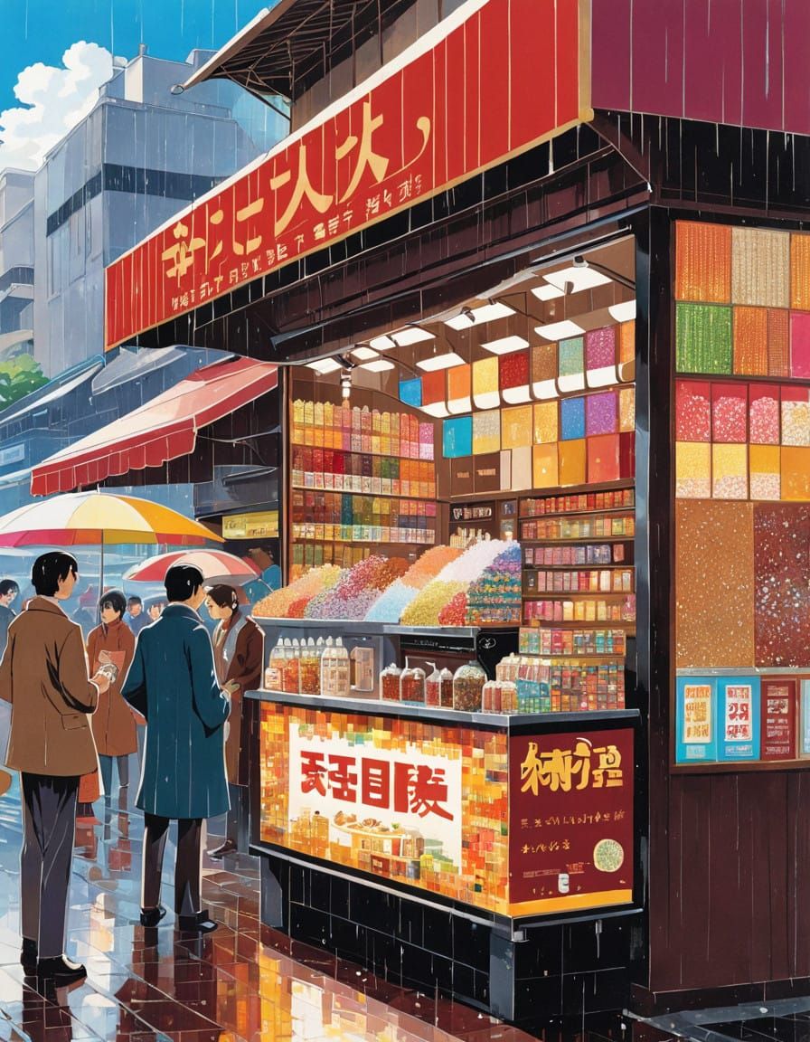 wheatpaste, market stall, mosaic