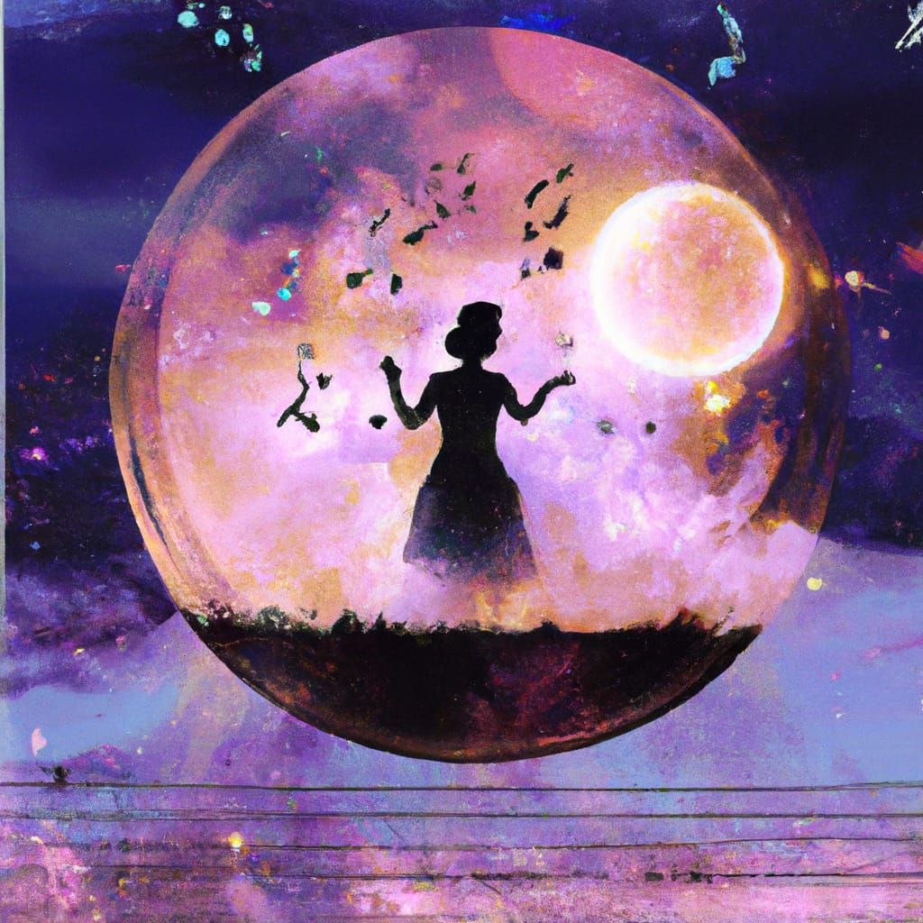 Silhouette of Girl Playing Music of the Spheres