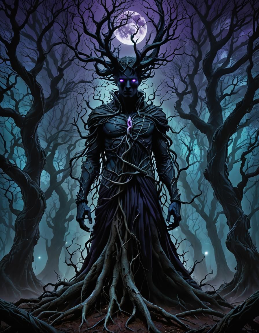 Mystical Forest Figure in Surrealist Digital Art