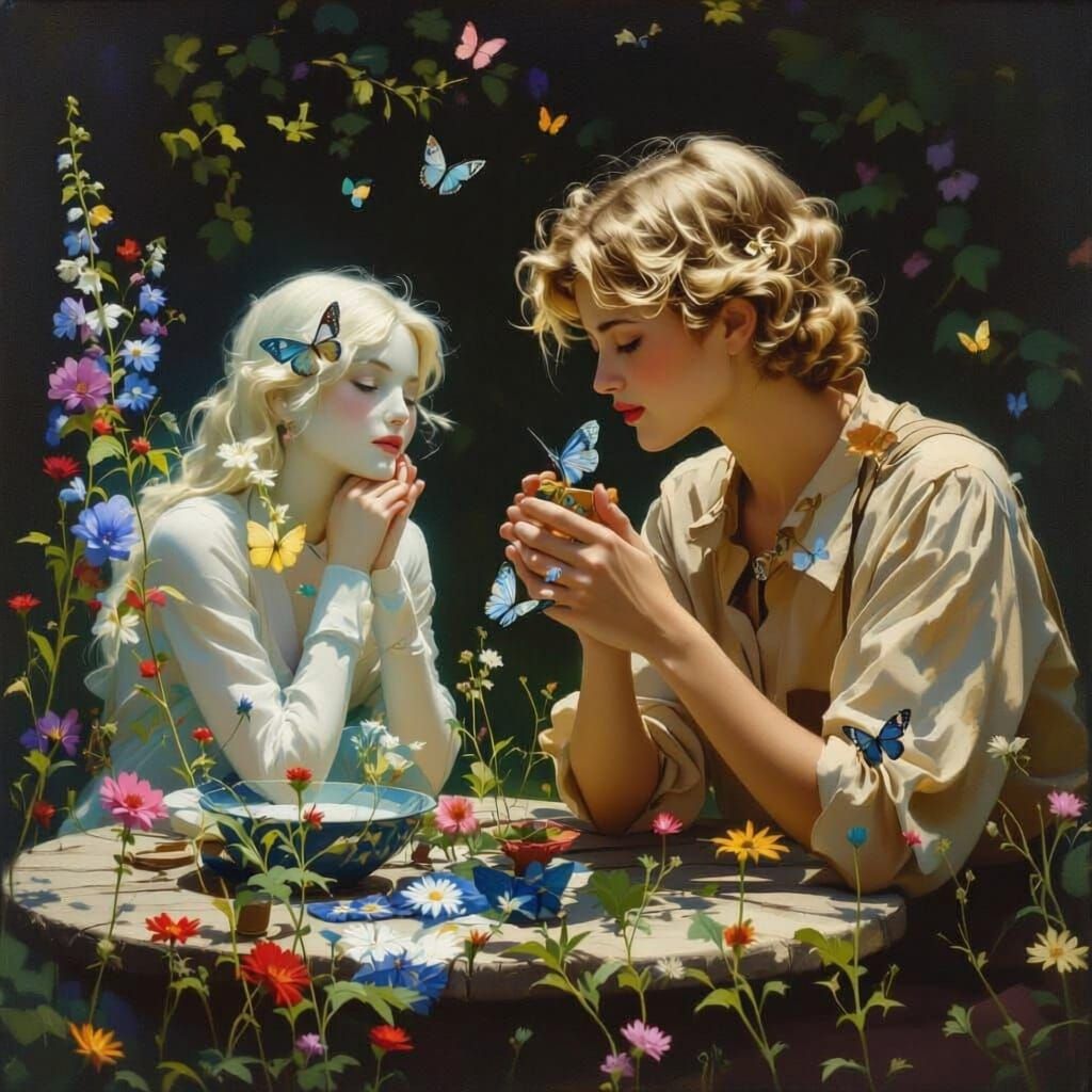 Vibrant Butterflies Among Blooming Flowers in Digital Art