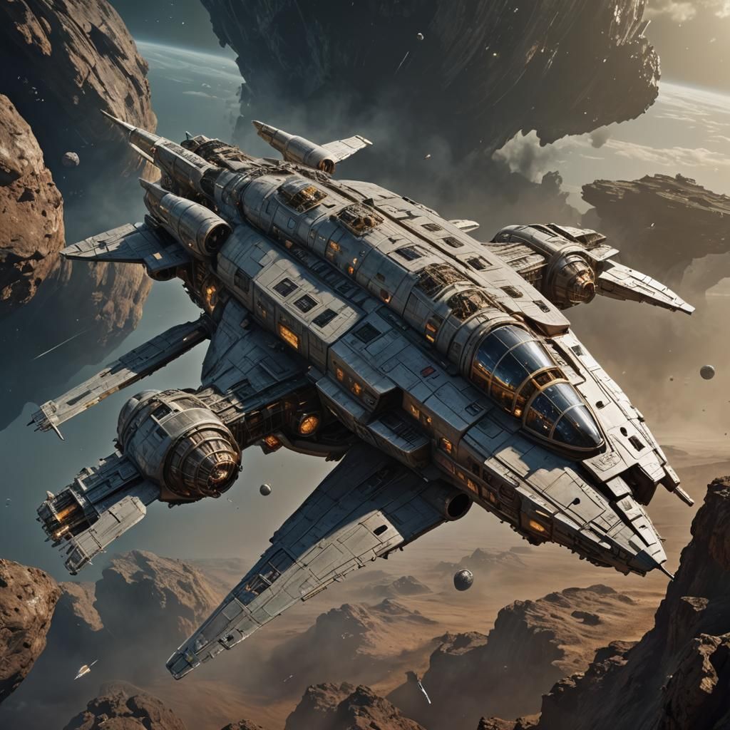 Science Starship HMS Heinlein in Chris Foss Style