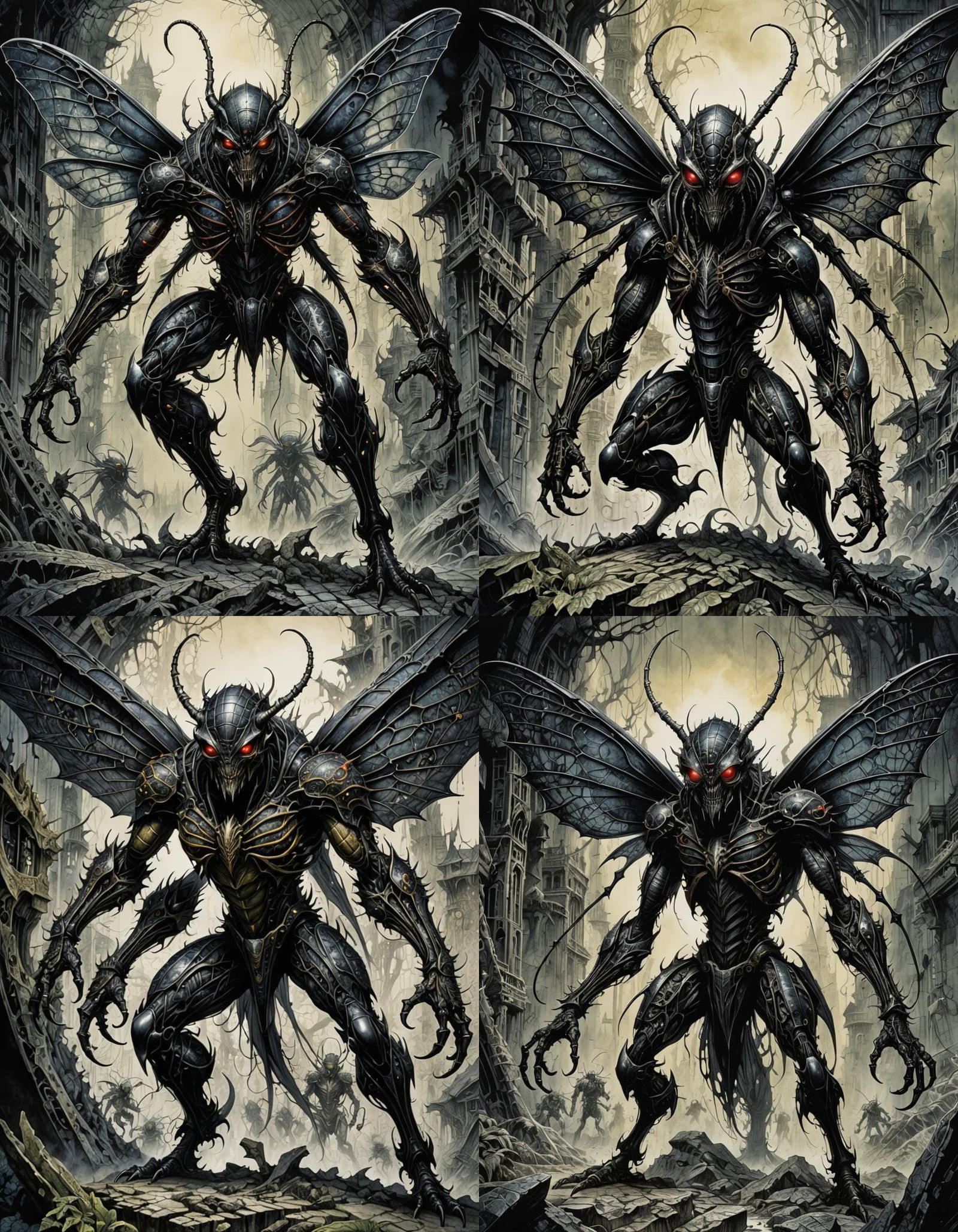 Eerie Insect-Man Creature in Dark Fantasy Art