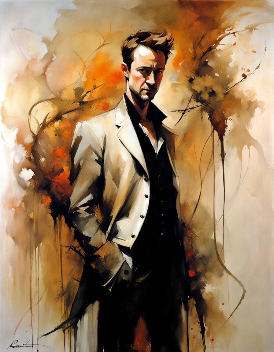 Dreamlike Portrait of Edward Norton in Surreal Style