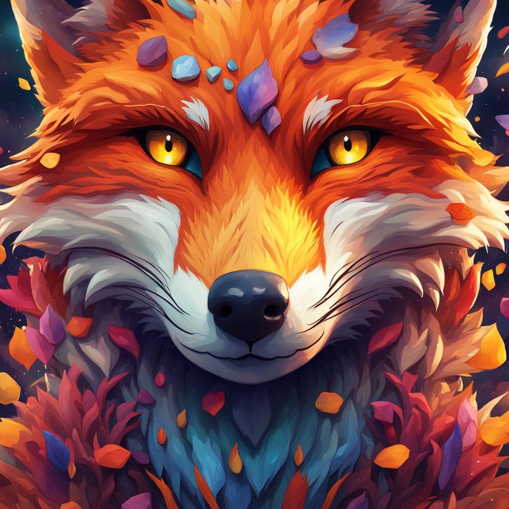 Detailed Fox Portrait in Watercolor Style