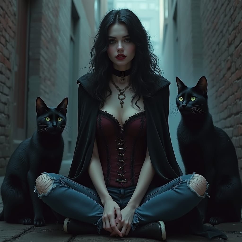 Mysterious Vampire Queen in Modern Gothic Attire