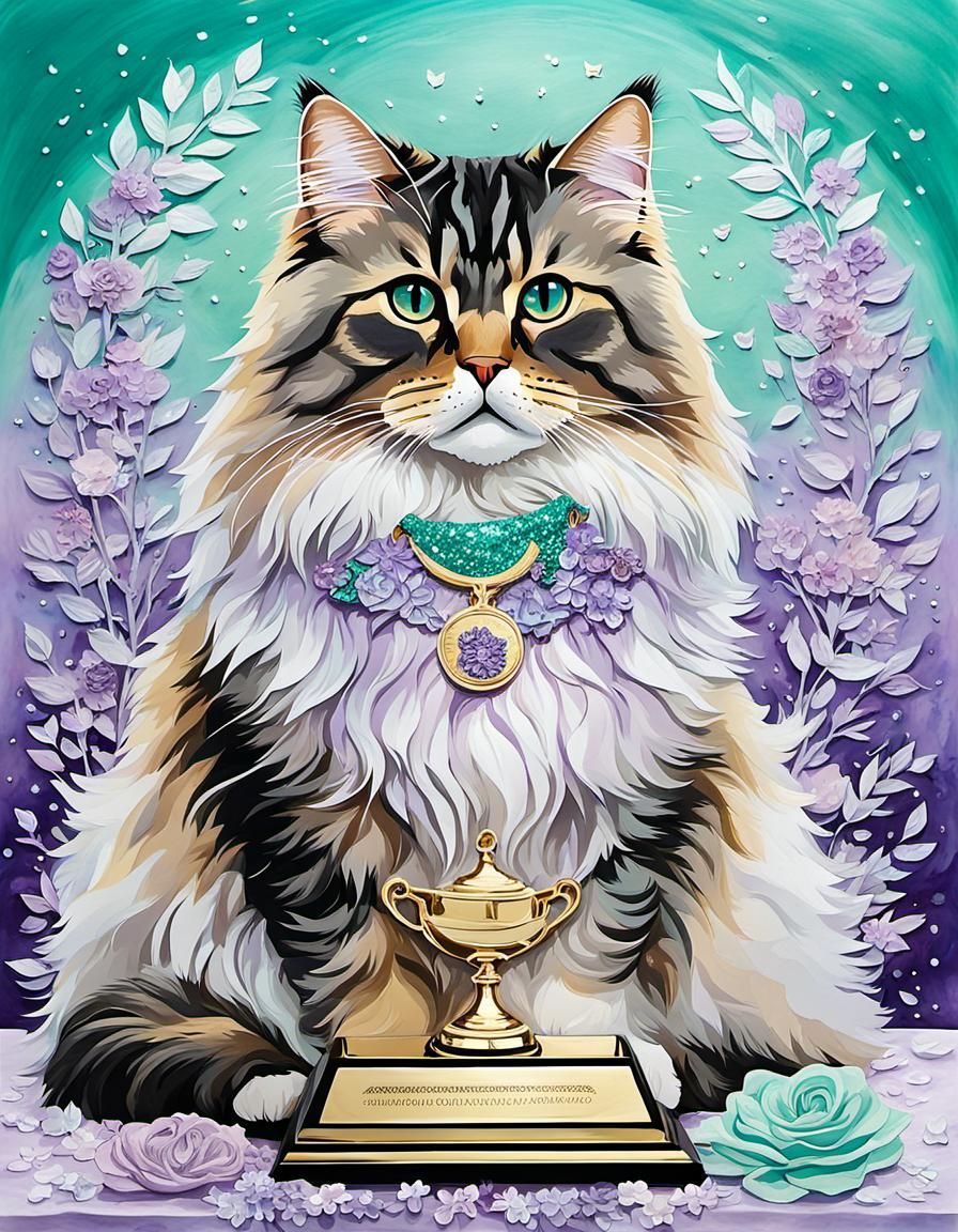 Award winning Siberian cat at a cat show🏆
