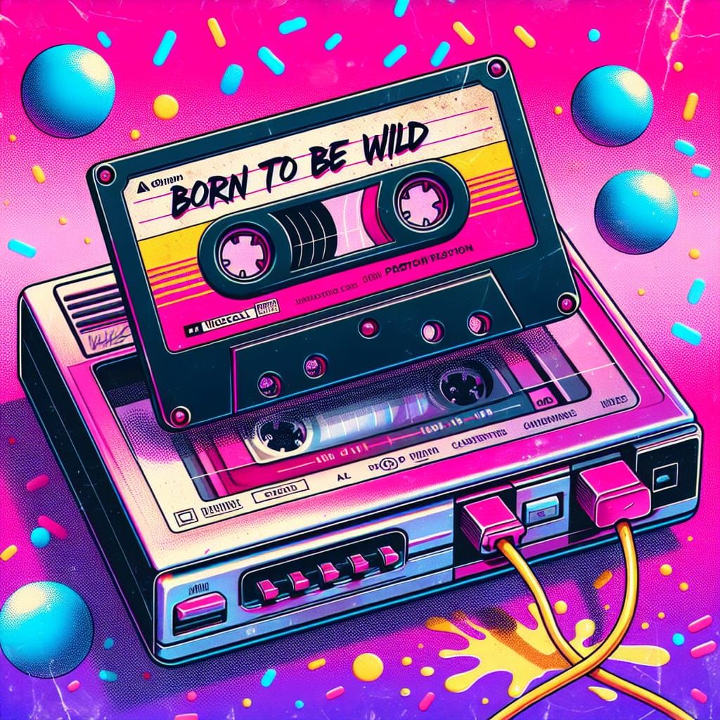 Cassette Tape Ejected in 90s Retro Vibe