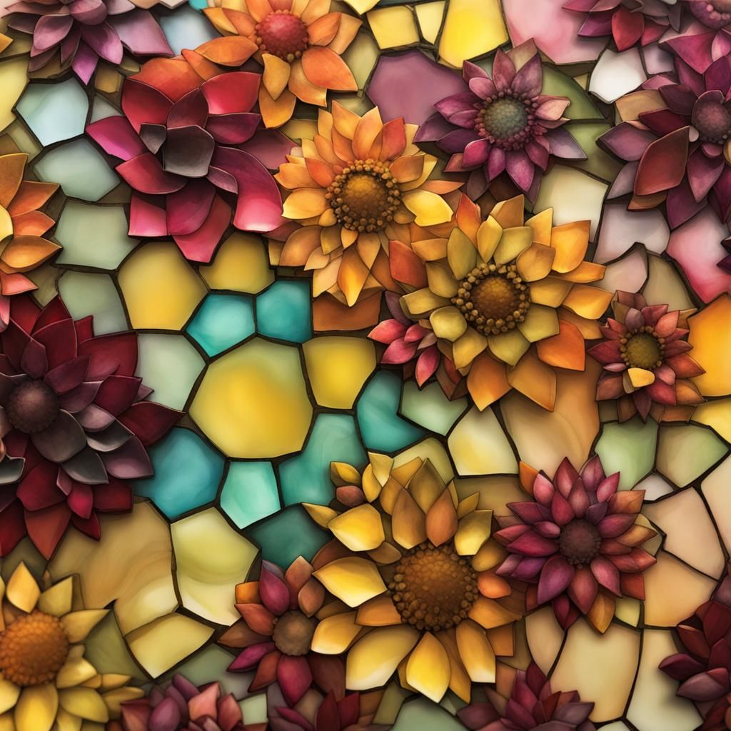 Junk Journal Background, 3d  Shapes Mosaic Alcohol Ink, Dahl...