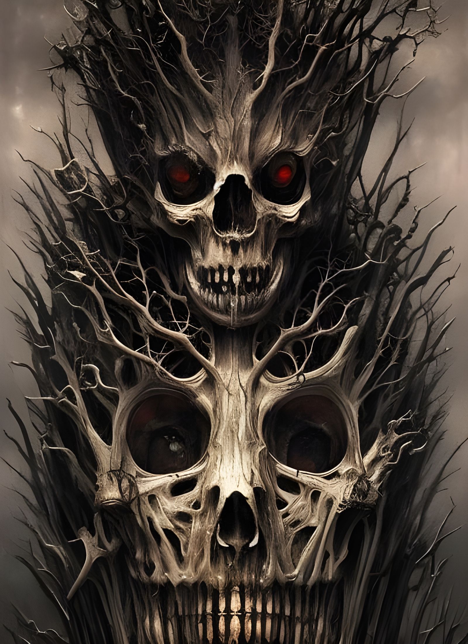 Terrifying Bone God Portrait in Horror Style