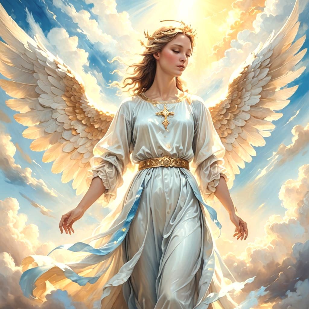 Divine Sunshine Beams Through Soft Clouds