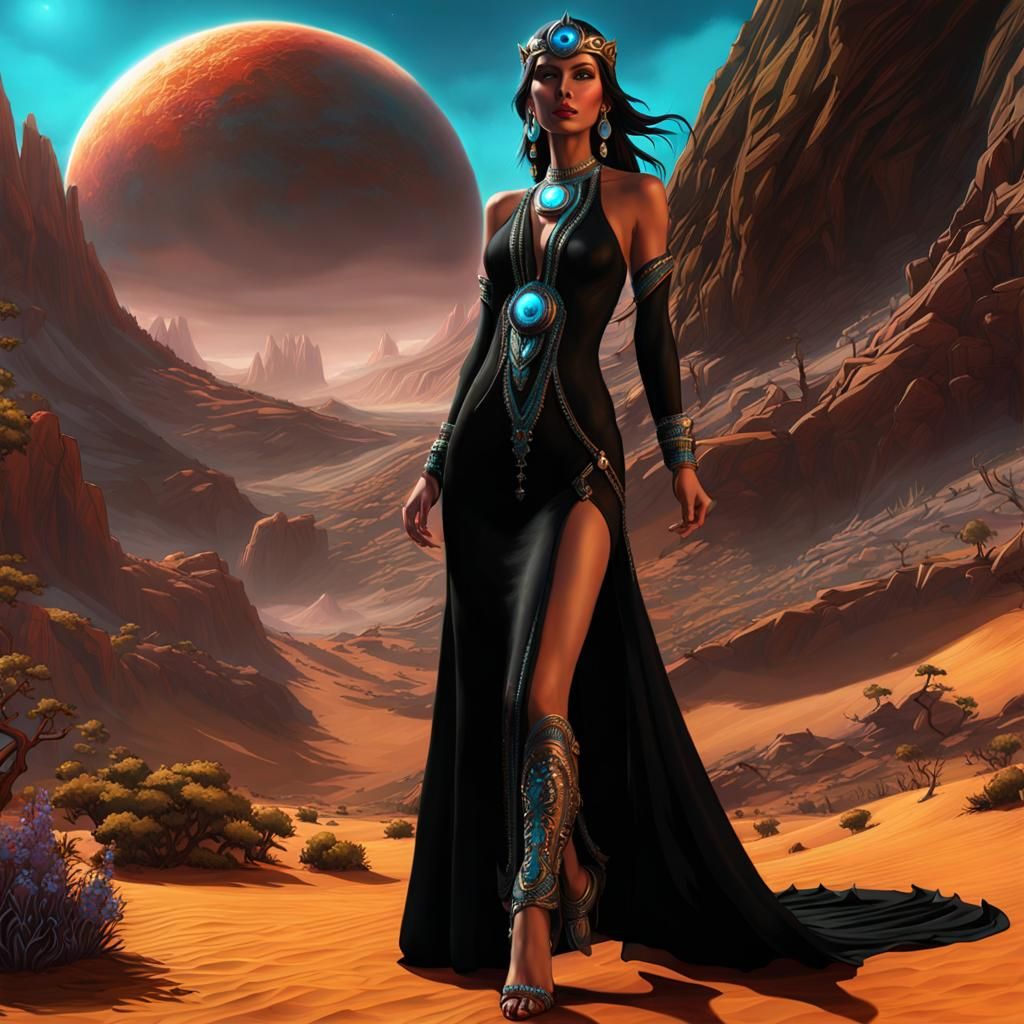 Gypsy Lady on Alien Planet in Gothic Style