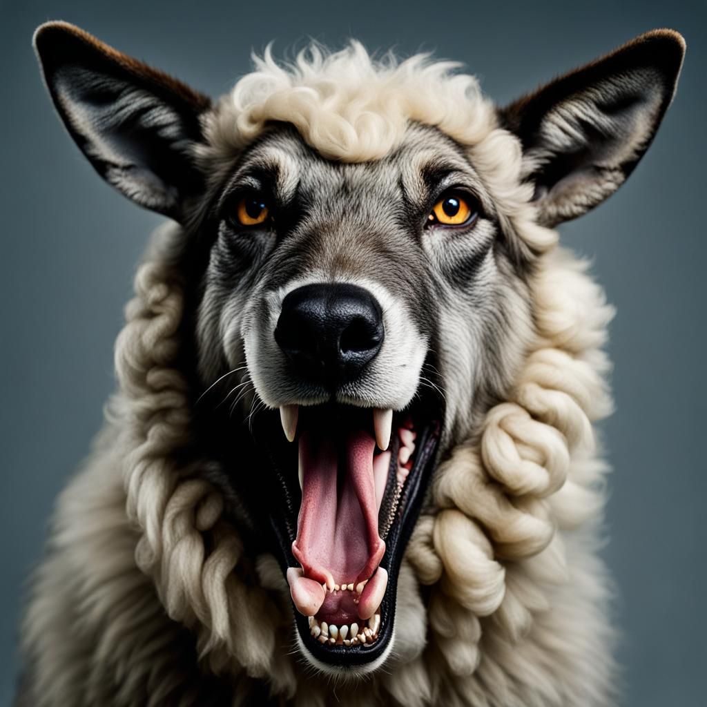Voracious Wolf in Sheep's Clothing: 4K Portrait