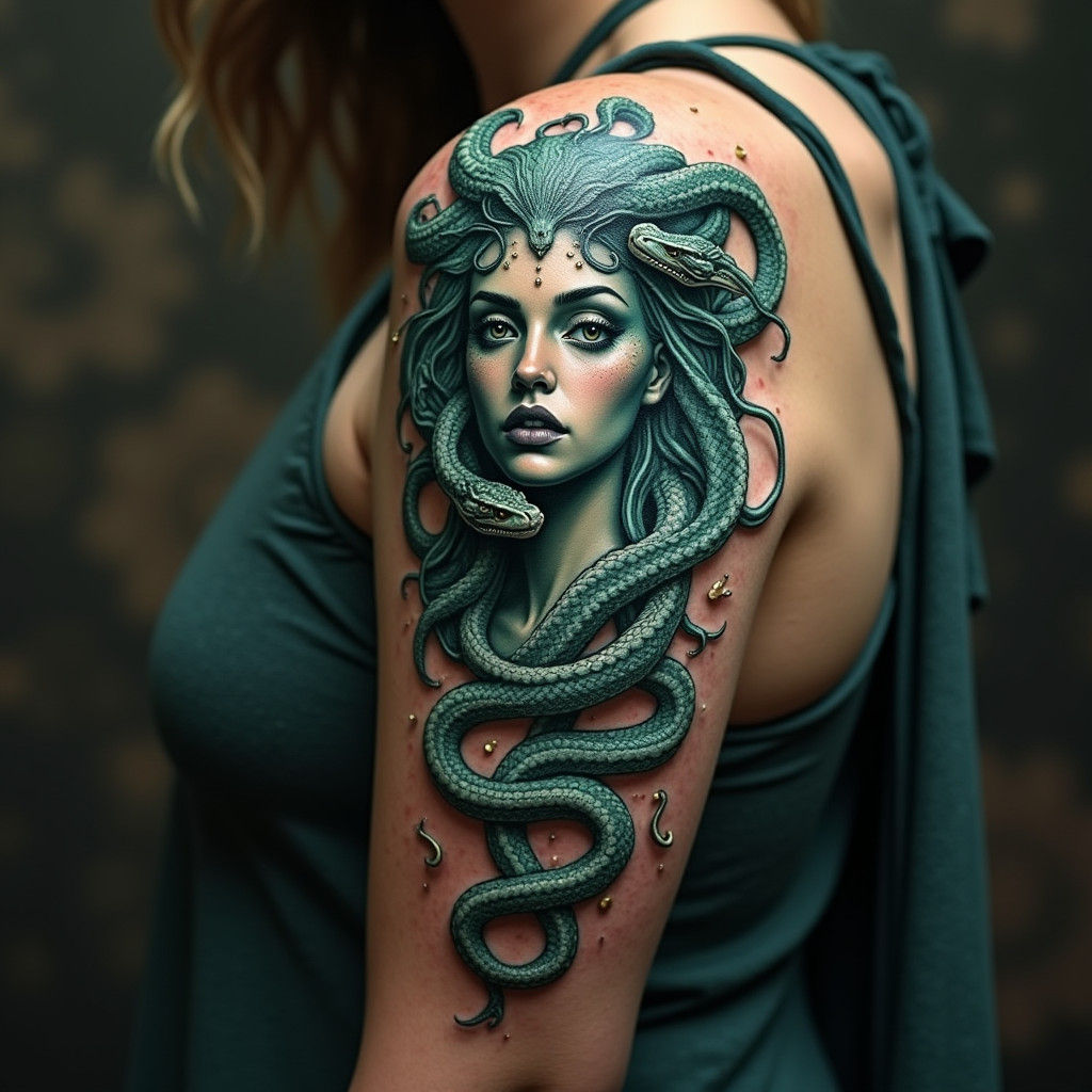 Ethereal Medusa Tattoo in Fantasy Style