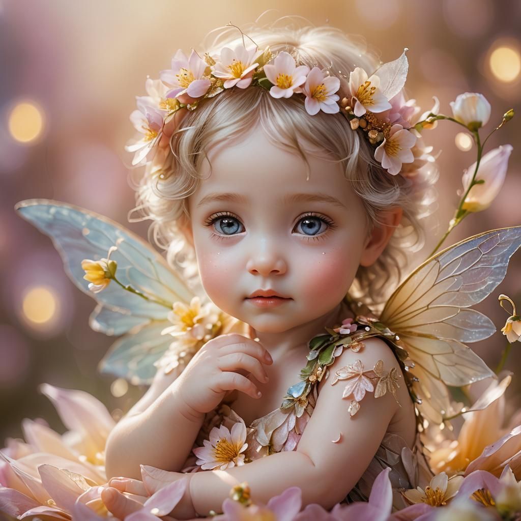 Baby Flower Fairy with Cleansing Aura in Fantasy Art