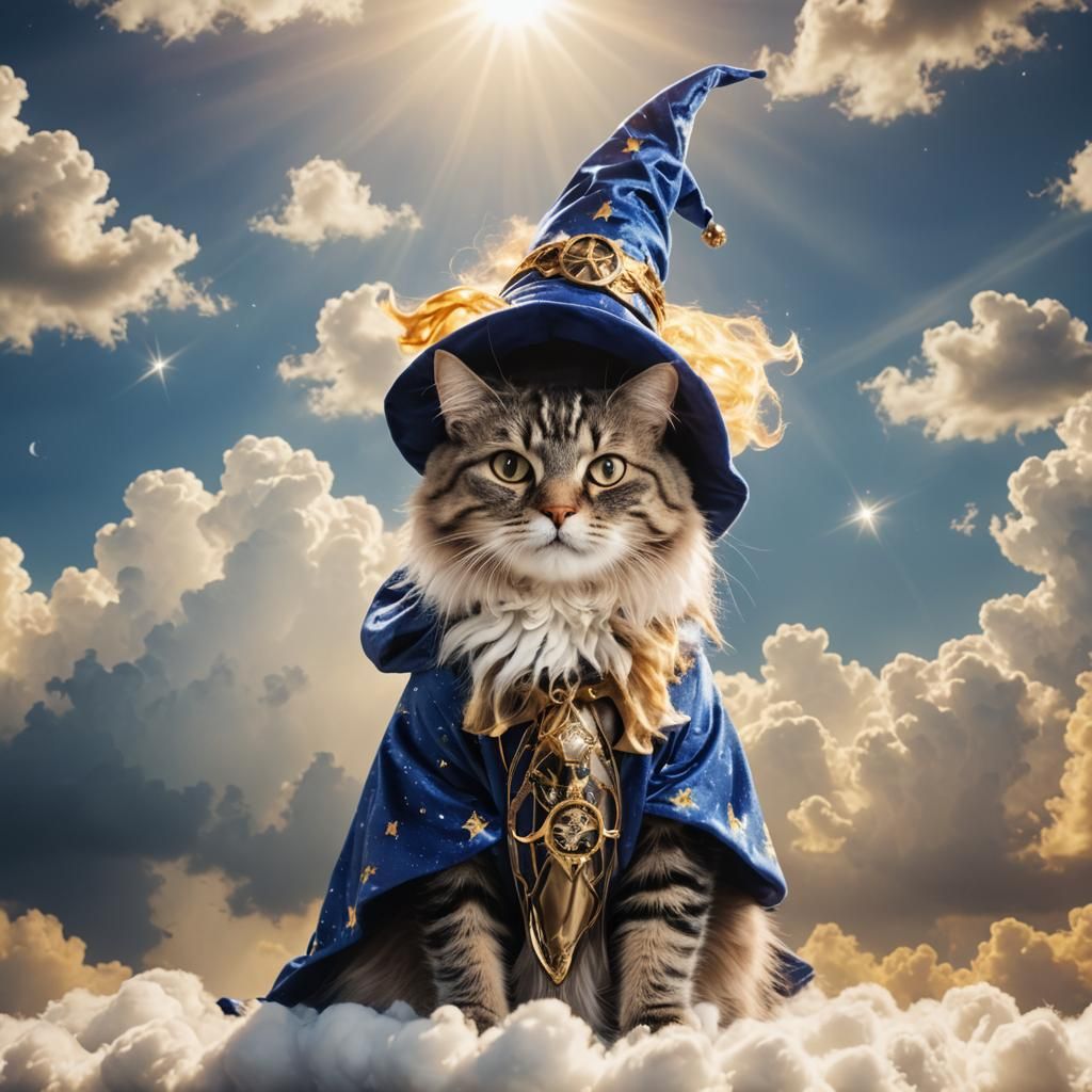 Cat Wizard in Divine Sunshine