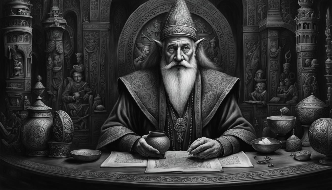 Charcoal Portrait of a Wise Ancient Elf