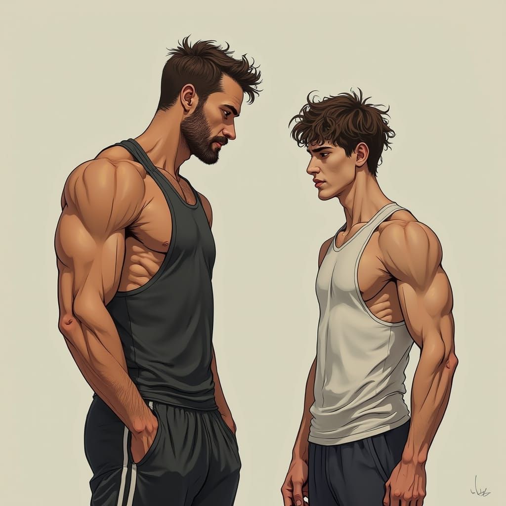 Contrasting Men in Stylized Digital Realism