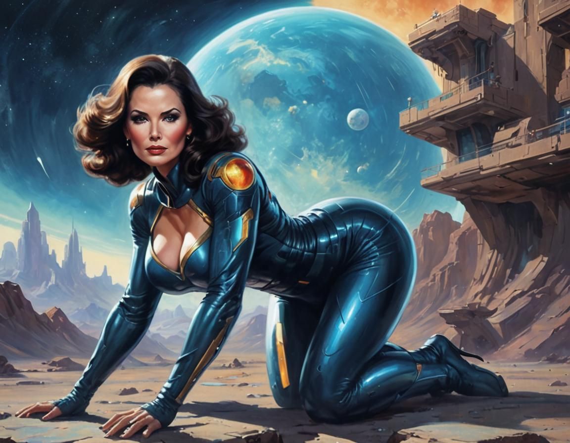 Sci-Fi Pinup: Space Woman in Solarpunk Style