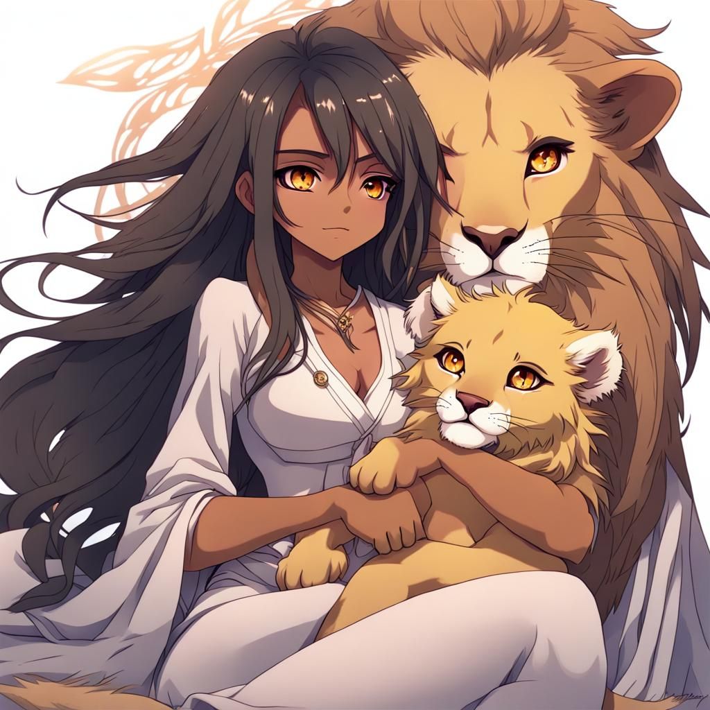 Anime Lion Witch with Cub