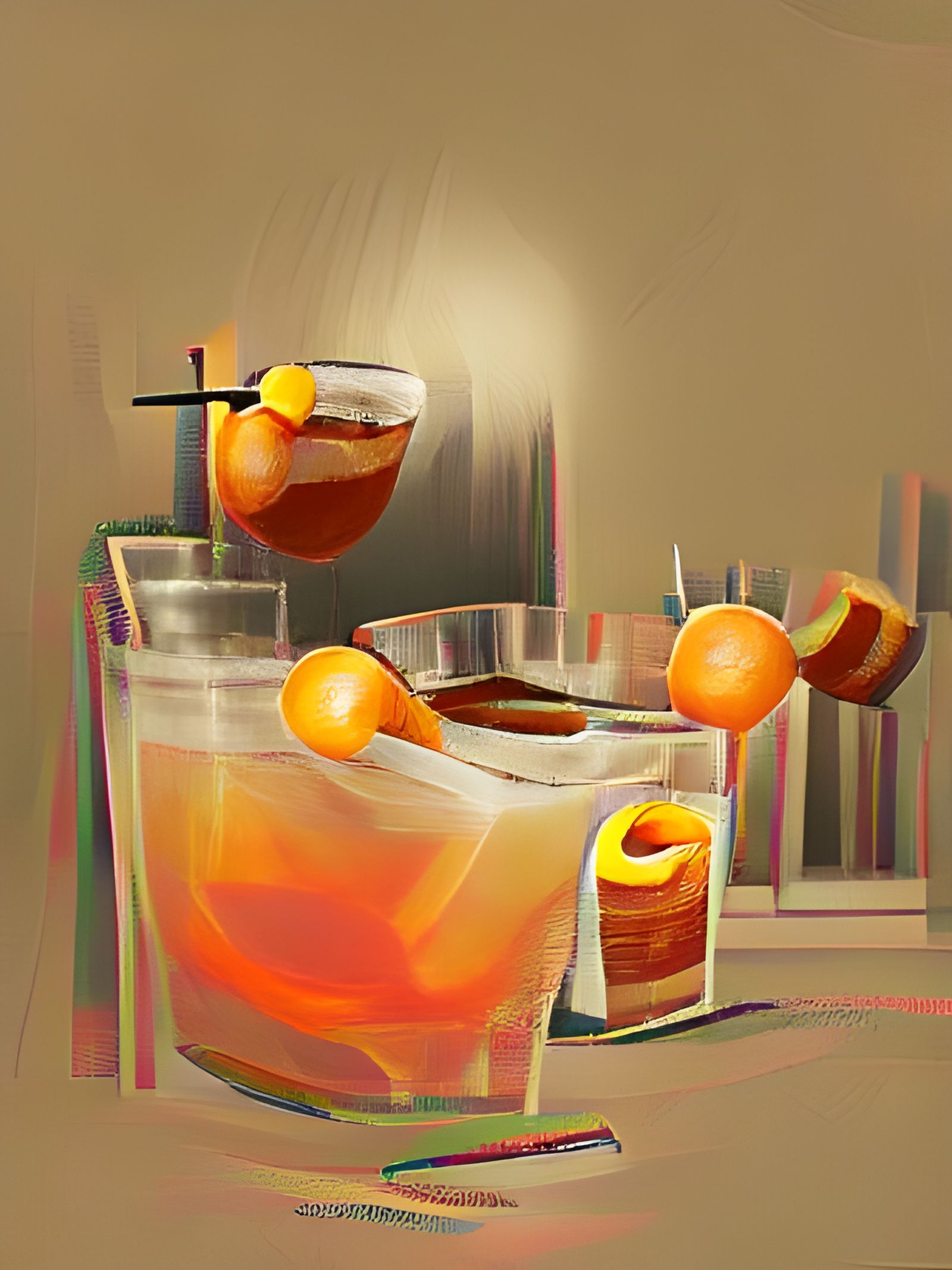 Classic Old Fashioned Cocktail with Muddled Oranges