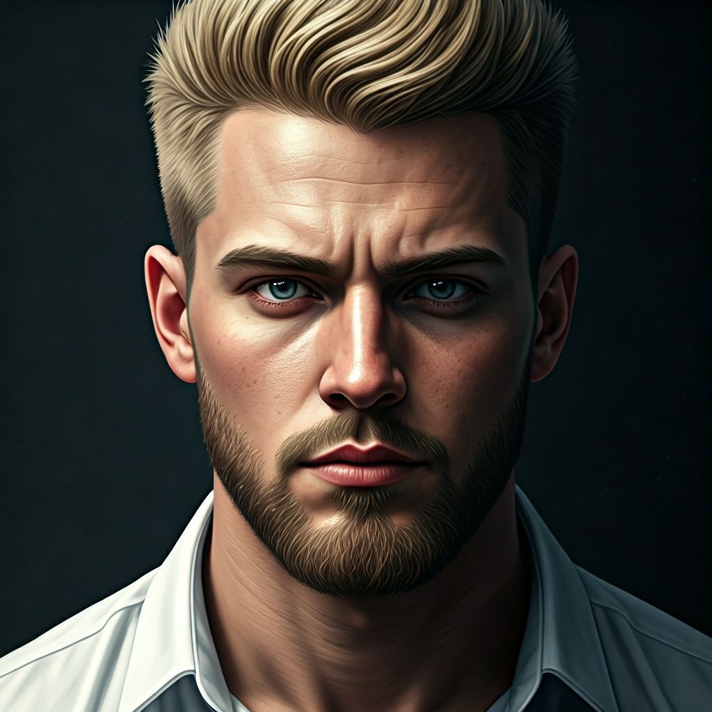 Realistic Portrait of a Blonde Man in Dramatic Lighting