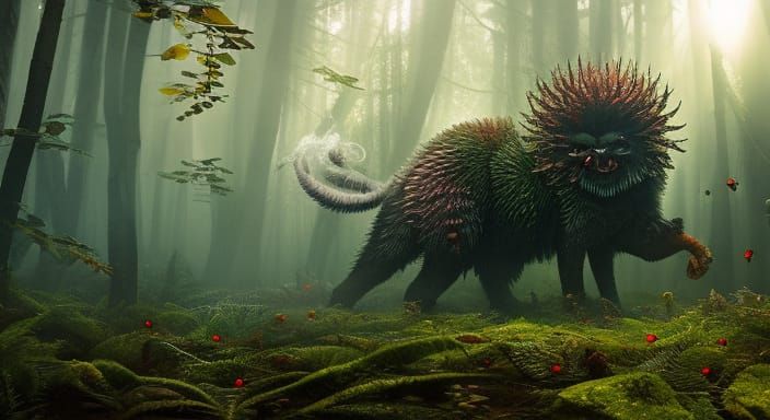 Energetic Dog Skull: Sci-Fi Horror Art