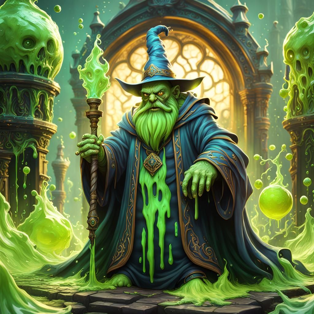 Anthropomorphic Slime Wizard in Detailed Matte Painting